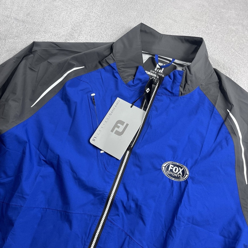 DryJoys FJ Select Golf Jacket Blue Mens 2XL Double Zip Water Resistant Windbreak